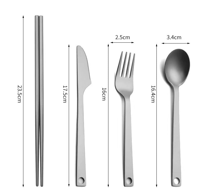 Pure Titanium Cutlery Set Lightweight, Non-Toxic, Eco Friendly Travel Utensils for Camping