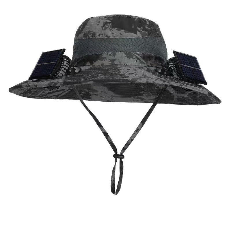 Solar Powered Cooling Hat with Dual Fans, USB Rechargeable, UV Protection Sun Hat for Outdoor, Hiking, Fishing, Travel, Adjustable Breathable Men Women"*