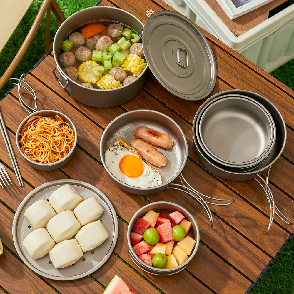 Pure titanium outdoor pot set, lightweight and portable , Non-Toxic, Eco-Friendly