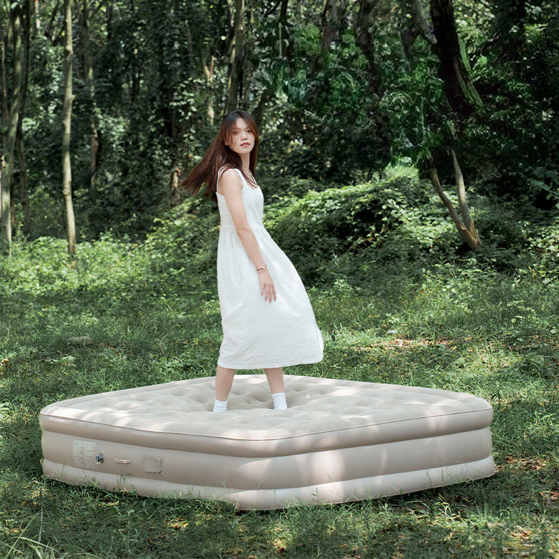 Inflatable mattress, outdoor camping moisture-proof pad, flocking, built-in automatic pump, inflatable bed, household air cushion bed