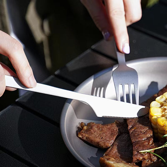 Pure Titanium Cutlery Set  Lightweight, Non-Toxic, Eco Friendly Travel Utensils for Camping