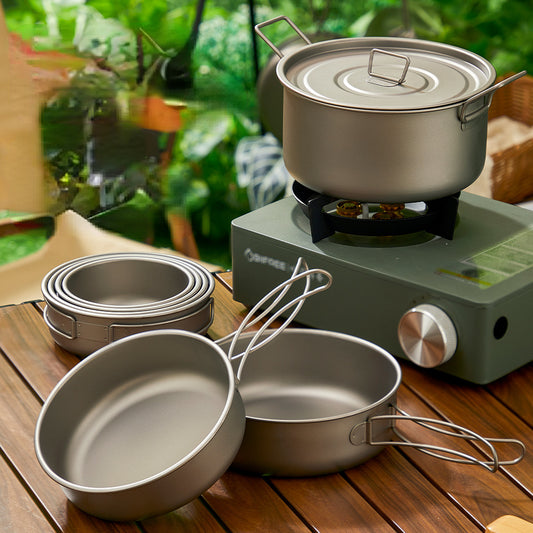 Pure titanium outdoor pot set, lightweight and portable  , Non-Toxic, Eco-Friendly