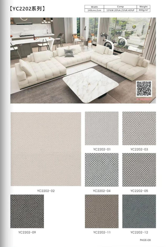 YC2202 Series Civilian Home Fabrics | Luxurious Blend for Residential & Hospitality Upholstery – 140cm Width, 640gsm