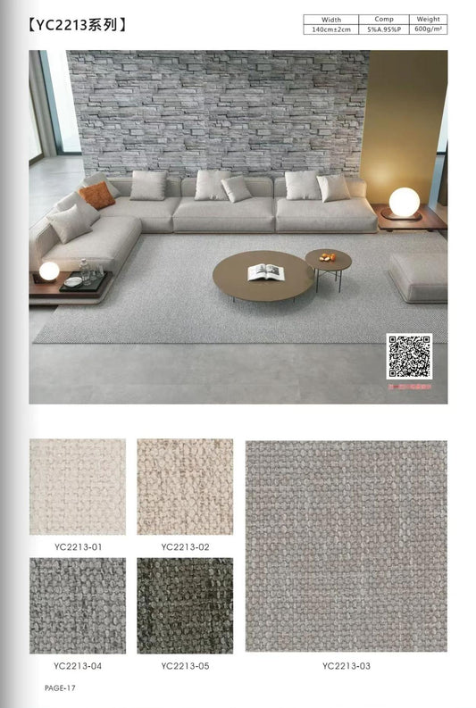 YC2213 Series Home & Hospitality Fabric - 140cm Width, 840gsm, Premium Blend (5% Acrylic + 95% Polyester)