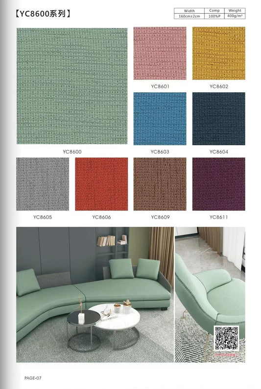 YC8600 Series Civilian Home Fabrics | Versatile 100% Polyester Upholstery for Homes & Hospitality – 160cm Width, 640gsm